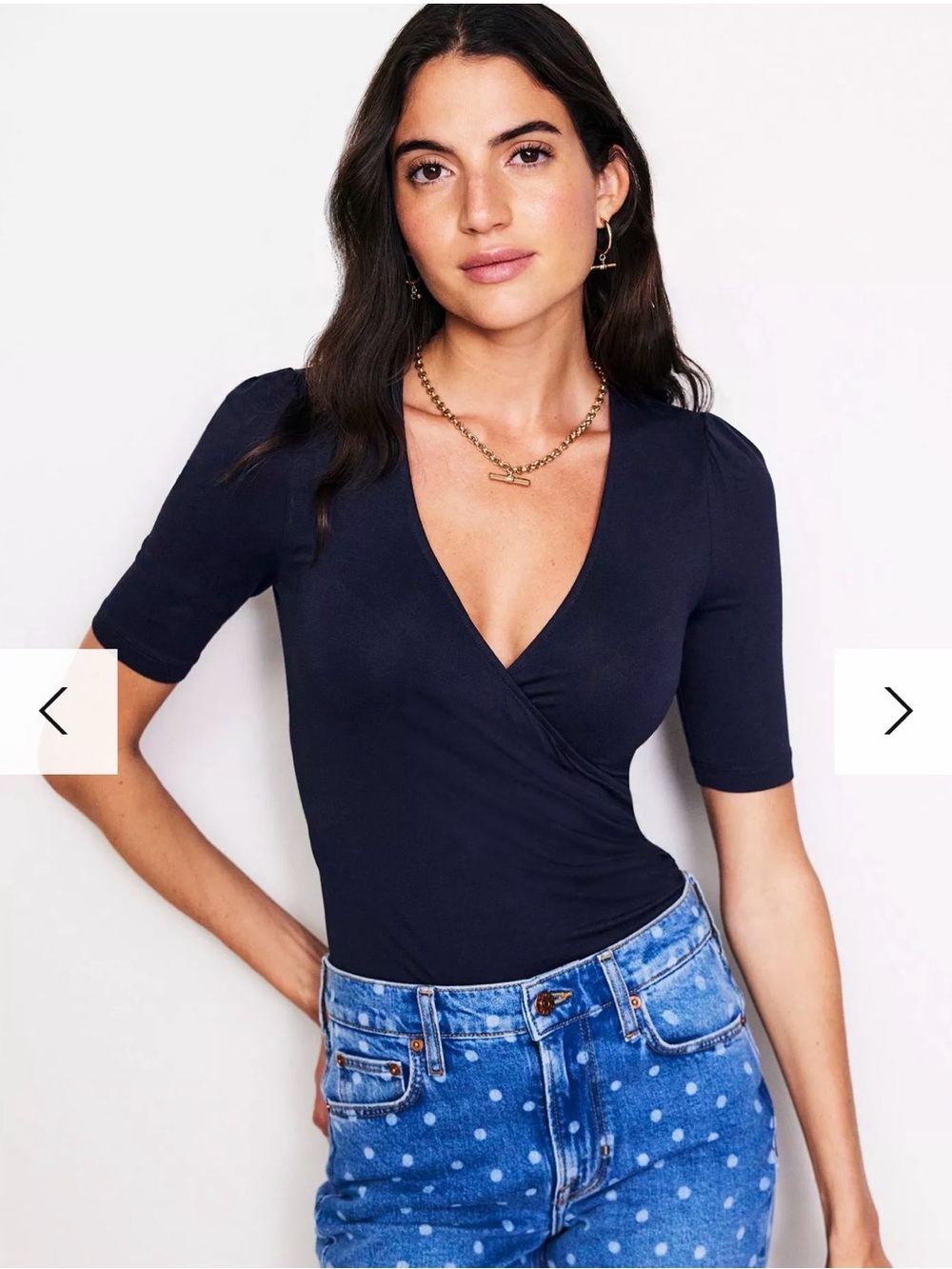 Boden Wrap Short Sleeve Jersey Top